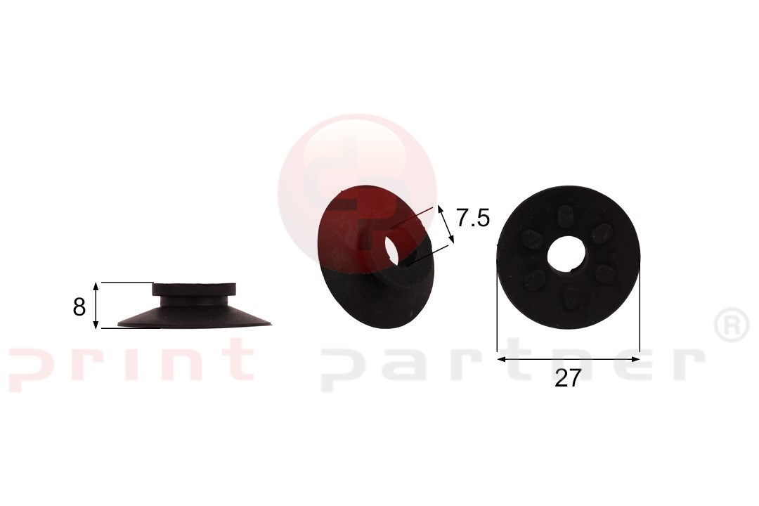 Shaped Rubber Sucker RS/00077 - 12 pcs.