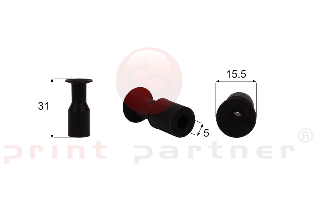 Shaped Rubber Sucker RS/00097 - 12 pcs.