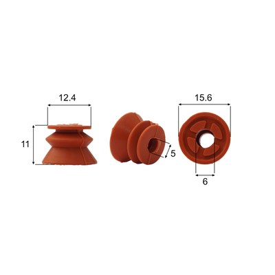 Shaped Rubber Sucker RS/00119 - 12 pcs.