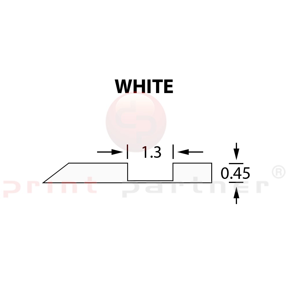 Rillzurichtung Offcentre 1,3x0,45mm WHITE -25m