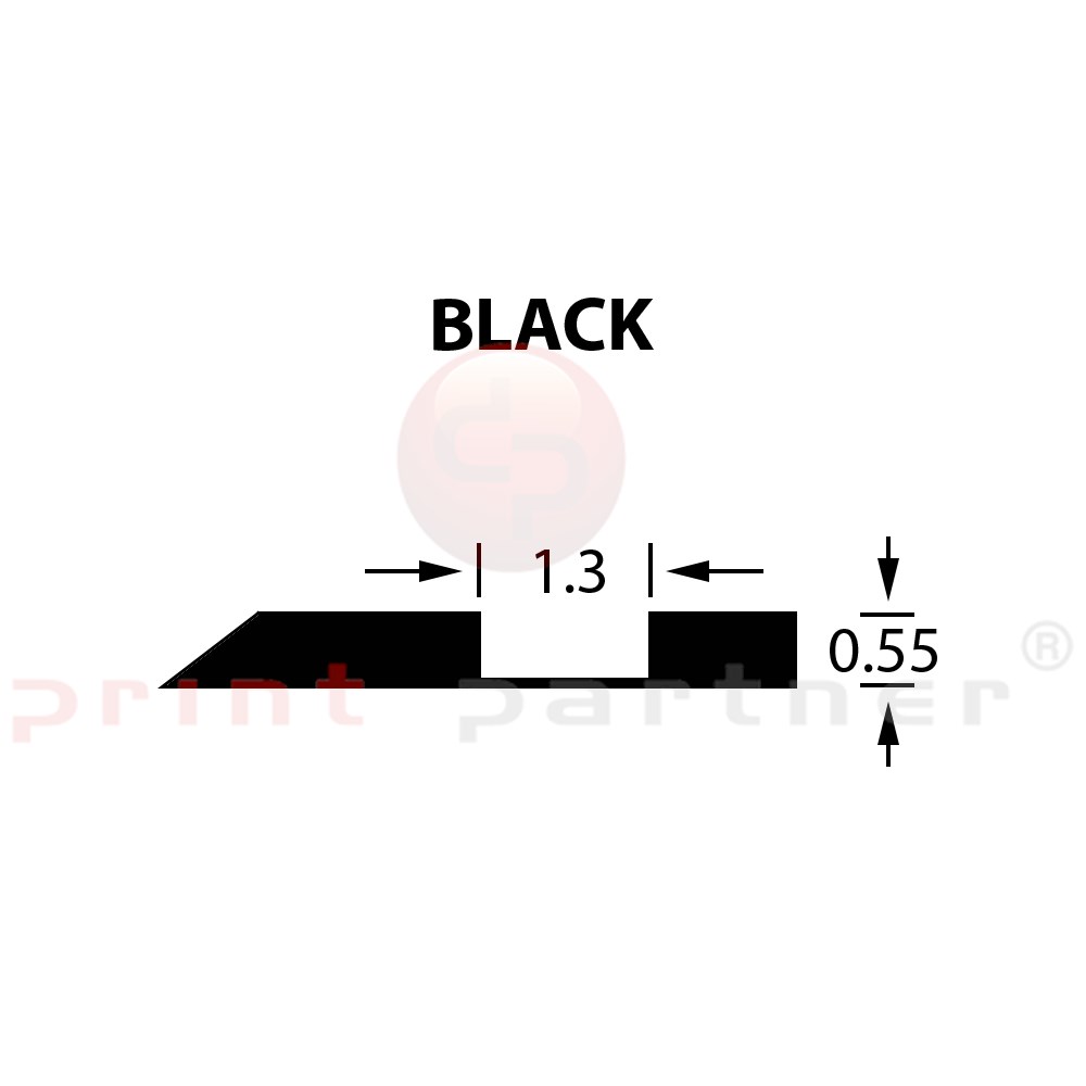 Kanalik Offcentre Crease 1,3x0,55mm BLACK -25m
