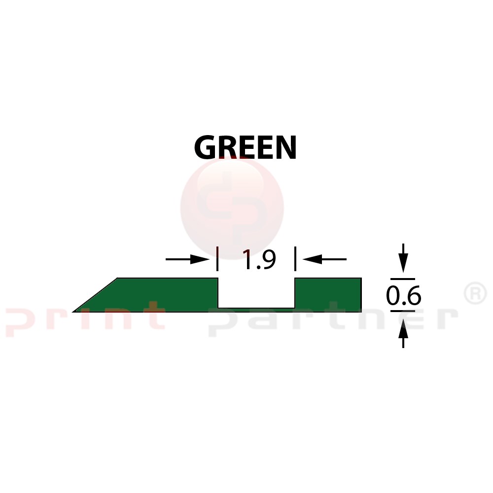 Rillzurichtung Offcentre 1,9x0,60mm GREEN -25m