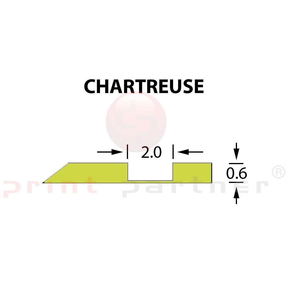 Kanalik Offcentre Crease 2,0x0,60mm CHARTREUSE-25m
