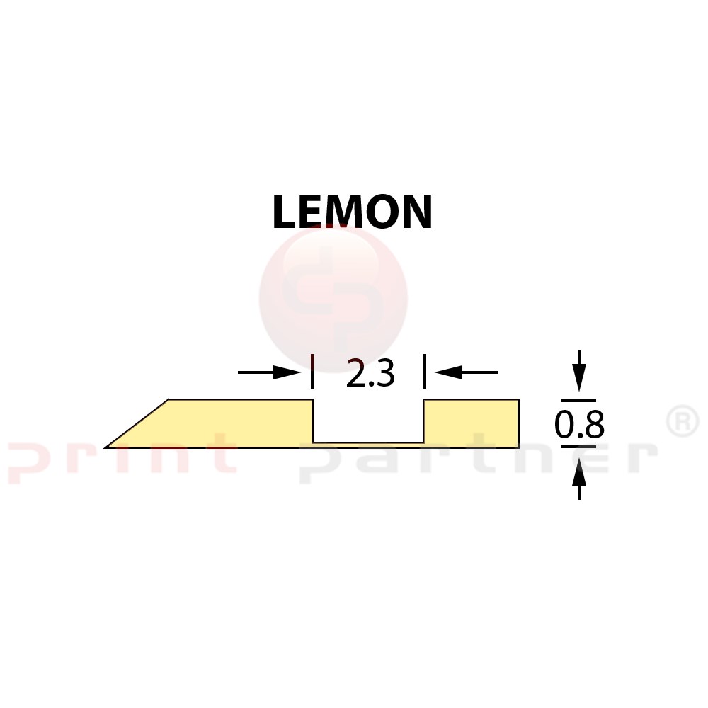 Kanalik Offcentre Crease 2,3x0,80mm LEMON -25m