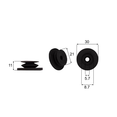 Shaped Rubber Sucker RS/00123 - 12 pcs.