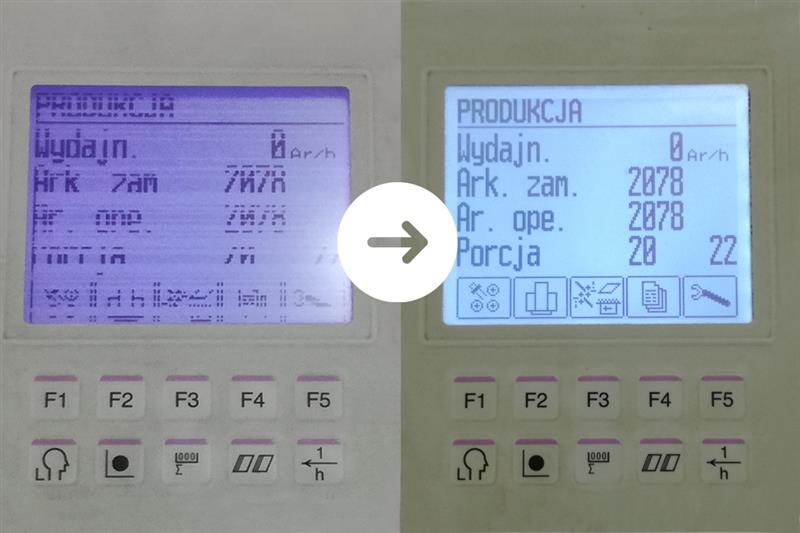 zdjęcie porównujące ekran przed i po naprawie